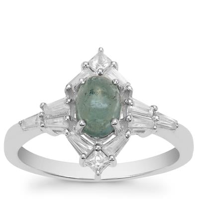 Idar Elbaite Tourmaline Ring with White Zircon in Sterling Silver 1.60cts