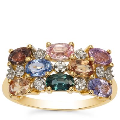 Multi-Colour Sapphire Ring with White Zircon in 9K Gold 2.60cts