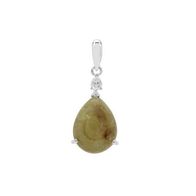 Grossular Pendant with White Zircon in Sterling Silver 11.85cts