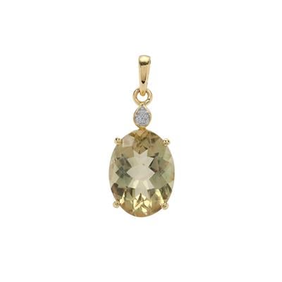 Oregon Sunstone Pendant with White Zircon in 9K Gold 7.60cts