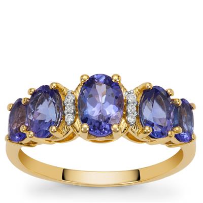 AA Tanzanite Ring with White Zircon in 9K Gold 2.40cts