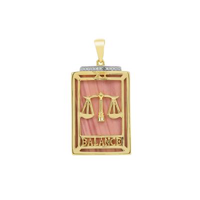 Australian Pink Opal Pendant with White Zircon in Gold Plated Sterling Silver 15.70cts