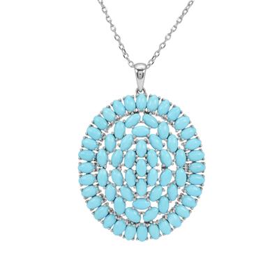 Sleeping Beauty Turquoise Pendant Necklace in Rhodium Flash Sterling Silver 13.66cts