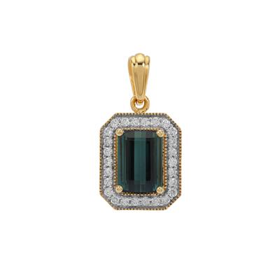 Indicolite Pendant with Diamond in 18K Gold 1.67cts