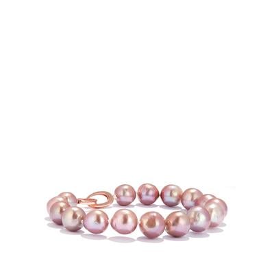 Naturally Metallic Pearl Bracelet in Rose Tone Sterling Silver (11mm)