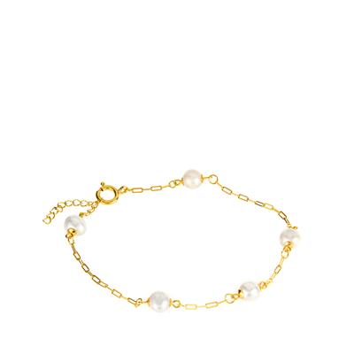 Freshwater Cultured Pearl Bracelet in Gold Tone Sterling Silver (7 x 6mm)