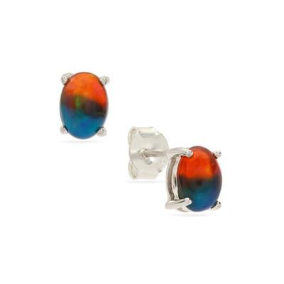 Peacock Opal Earrings in Sterling Silver 1ct 