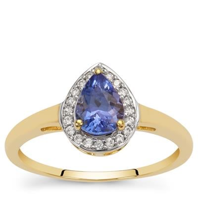 AA Tanzanite Ring with White Zircon in 9K Gold 0.85ct