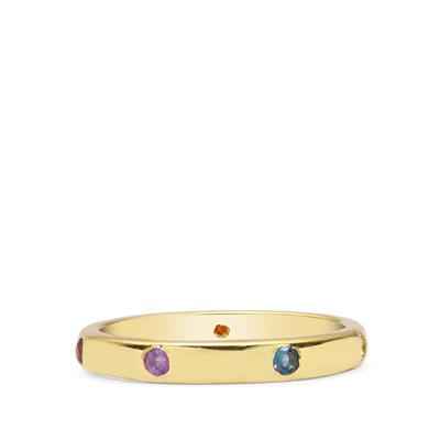 Rajasthan Garnet Ring with Multi-Gemstone in Gold Plated Sterling Silver 0.35ct