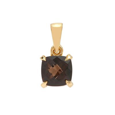 Smokey Quartz Pendant in Gold Plated Sterling Silver 1ct