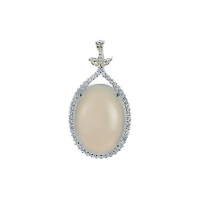 Chalcedony Pendant with White Topaz in Sterling Silver 14.42cts
