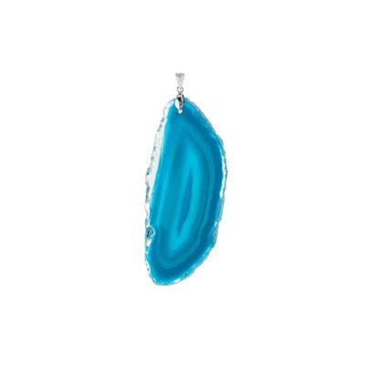 Blue Agate Pendant in Sterling Silver 69.85cts 
