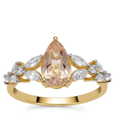 Idar Peach Morganite Ring with White Zircon in 9K Gold 2.25cts