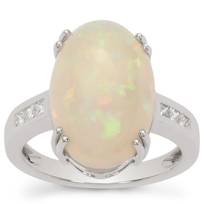 Ethiopian Opal Ring with Diamonds in Platinum 950 5.53cts