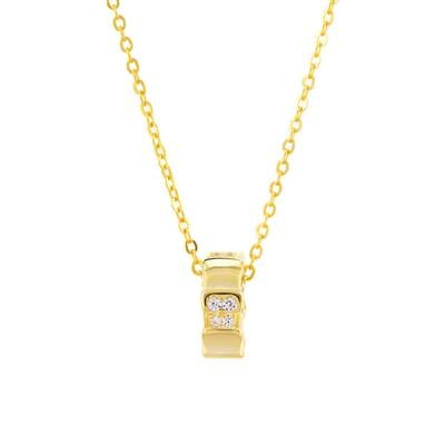 White Zircon Necklace in Gold Tone Sterling Silver 1cts