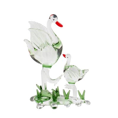 Duck Duo Showpiece Household Glass Decoration (3 x 4.5 inch)