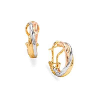 Earrings in Three Tone Gold Plated Sterling Silver