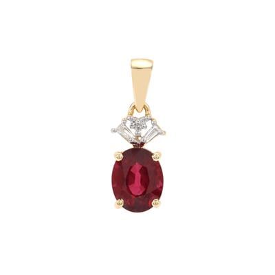 Malawi Garnet Pendant with White Zircon in 9K Gold 3.35cts