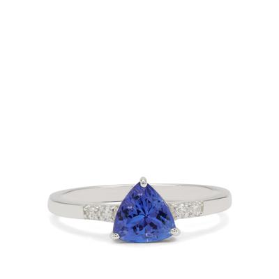 AA Tanzanite Ring with White Zircon in Sterling Silver 1.25cts