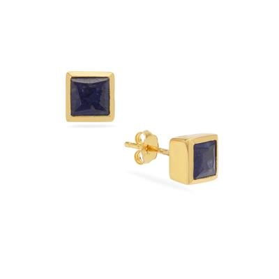 Thai Sapphire Earrings in Gold Plated Sterling Silver 1.85cts