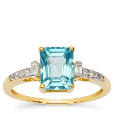 Blue, White Zircon Ring in 9K Gold 2.65cts
