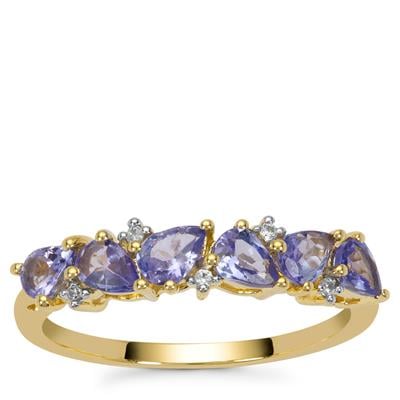 AA Tanzanite Ring with Zircon in 9K Gold 1.25cts
