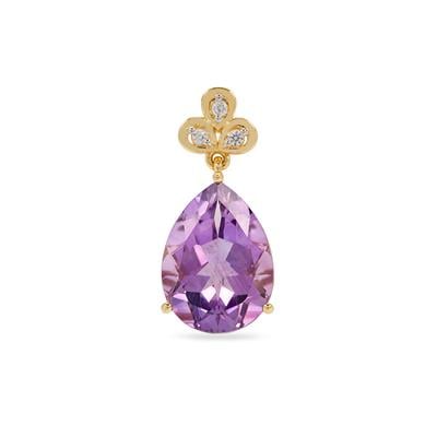 Moroccan Amethyst Pendant with White Zircon in 9K Gold 7.35cts