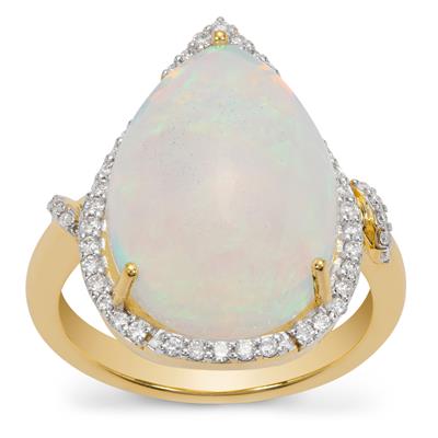Ethiopian Opal Ring with Diamonds in 18K Gold 8.06cts