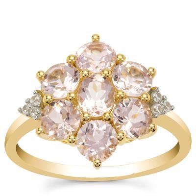Idar Pink Morganite Ring with White Zircon in 9K Gold 2.23cts 