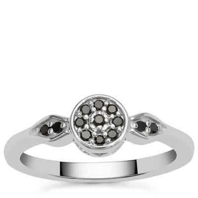 Black Diamond Ring in Sterling Silver 0.12ct