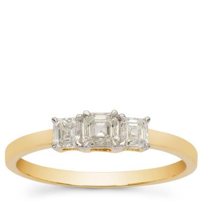 Asscher Cut Diamond Ring in 18K Gold 0.55ct