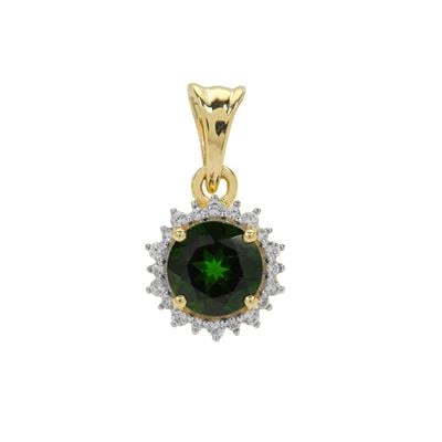Chrome Diopside Pendant with White Zircon in 9K Gold 1.75cts