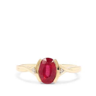 Bemainty Ruby Ring with White Zircon in 9K Gold 1.90cts