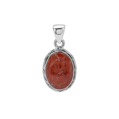 Red Horn Coral Pendant in Sterling Silver 9.50cts