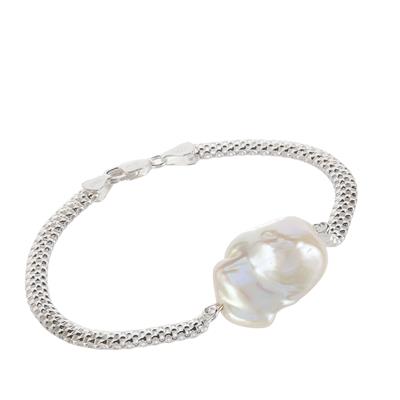 Baroque Freshwater Cultured Pearl Bracelet in Sterling Silver (20 x 14mm)