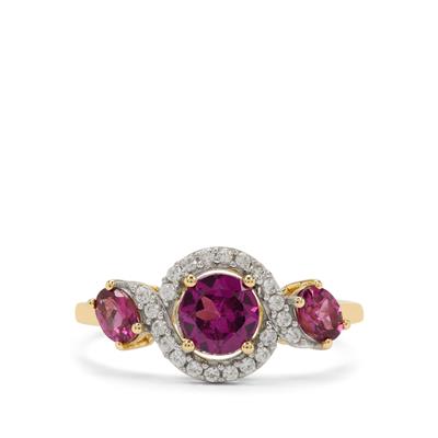 Comeria Garnet Ring with White Zircon in 9K Gold 1.5cts