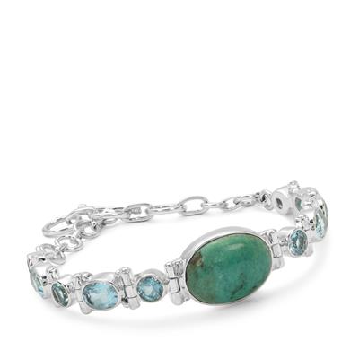 Lhasa Turquoise Bracelet with Sky Blue Topaz in Sterling Silver 20.60cts