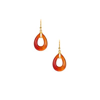 Red Onyx Earrings in Gold Tone Sterling Silver 14.50cts