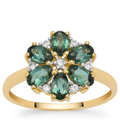 Royal Indigolite Ring with White Zircon in 9K Gold 1.45cts