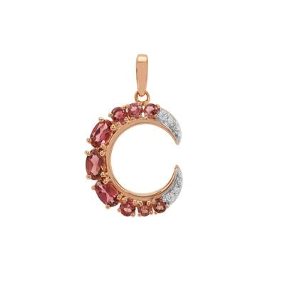 Pink Tourmaline Pendant with White Zircon in Rose Gold Plated Sterling Silver 1.05cts