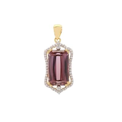 Pink Diaspore Pendant with Diamonds in 18K Gold 19.55cts 
