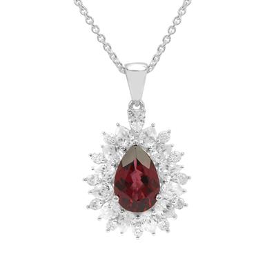Umbalite Garnet Necklace with White Zircon in Sterling Silver 6.60cts