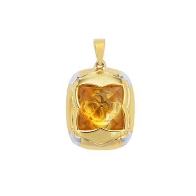 Diamantina Citrine Pendant in Two Tone Gold Plated Sterling Silver 8.60cts