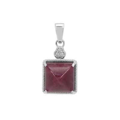 Sugarloaf Bharat Ruby Pendant with White Zircon in Sterling Silver 13.10cts