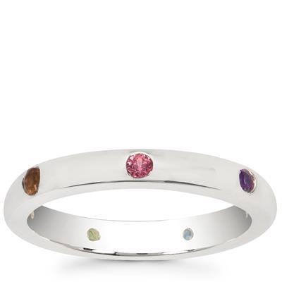 Rajasthan Garnet Ring with Multi Gemstone in Sterling Silver 0.31cts