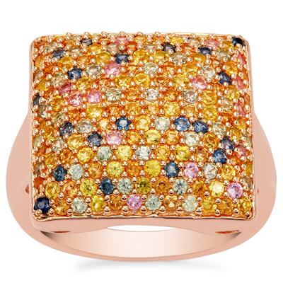 Thai Sapphire Ring with Multi Sapphire in Rose Gold Plated Sterling Silver 1.95cts