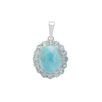 Larimar Pendant with Sky Blue Topaz in Sterling Silver 6.20cts