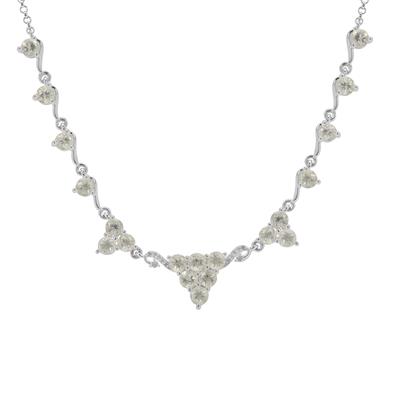 Champagne Serenite Necklace with White Zircon in Sterling Silver 4.65cts