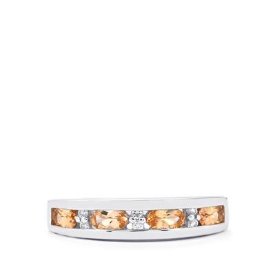 Ouro Preto Imperial Topaz Ring with White Zircon in Sterling Silver 1.23cts