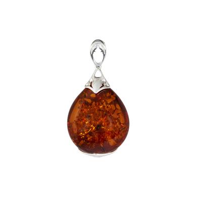 Baltic Cognac Amber Pendant in Sterling Silver (31 x 26mm)